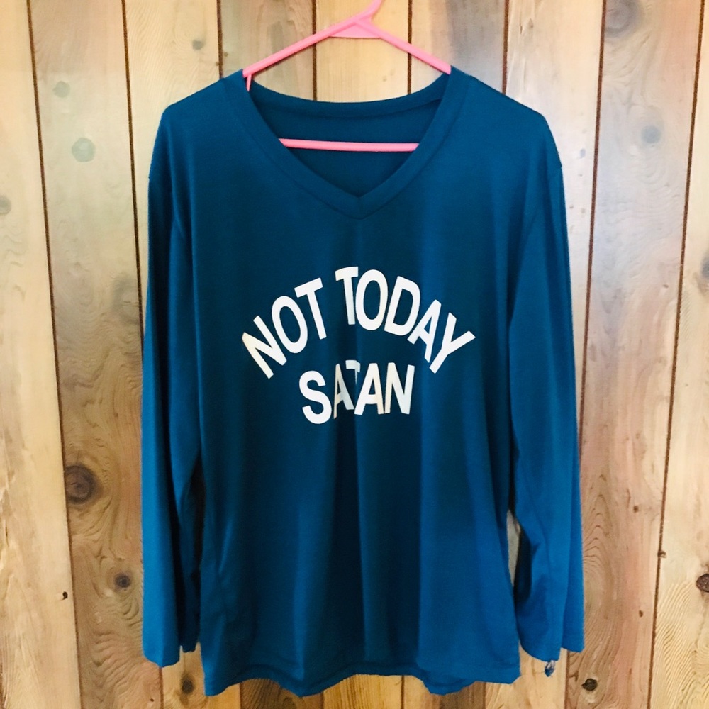 Women’s boutique “Not Today Satan” blouse 2X Teal